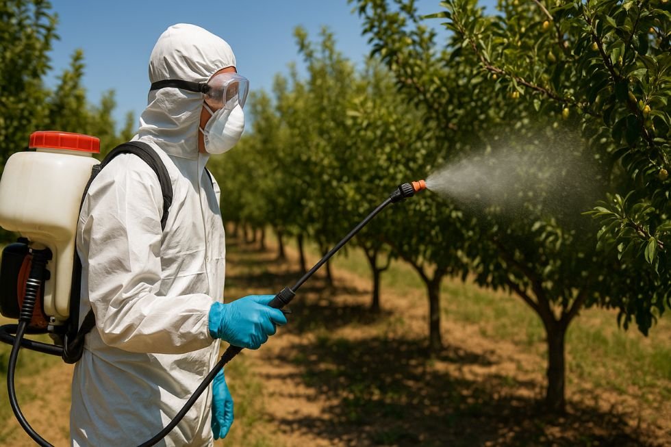 Trabajadores que aplican plaguicidas