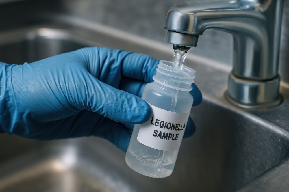 Imagen de toma de muestras para el análisis de Legionella