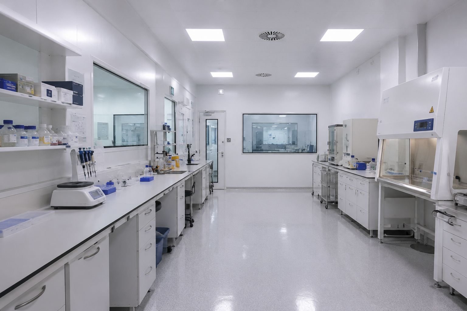 Imagen de sala blanca de un laboratorio tratado con fog in place